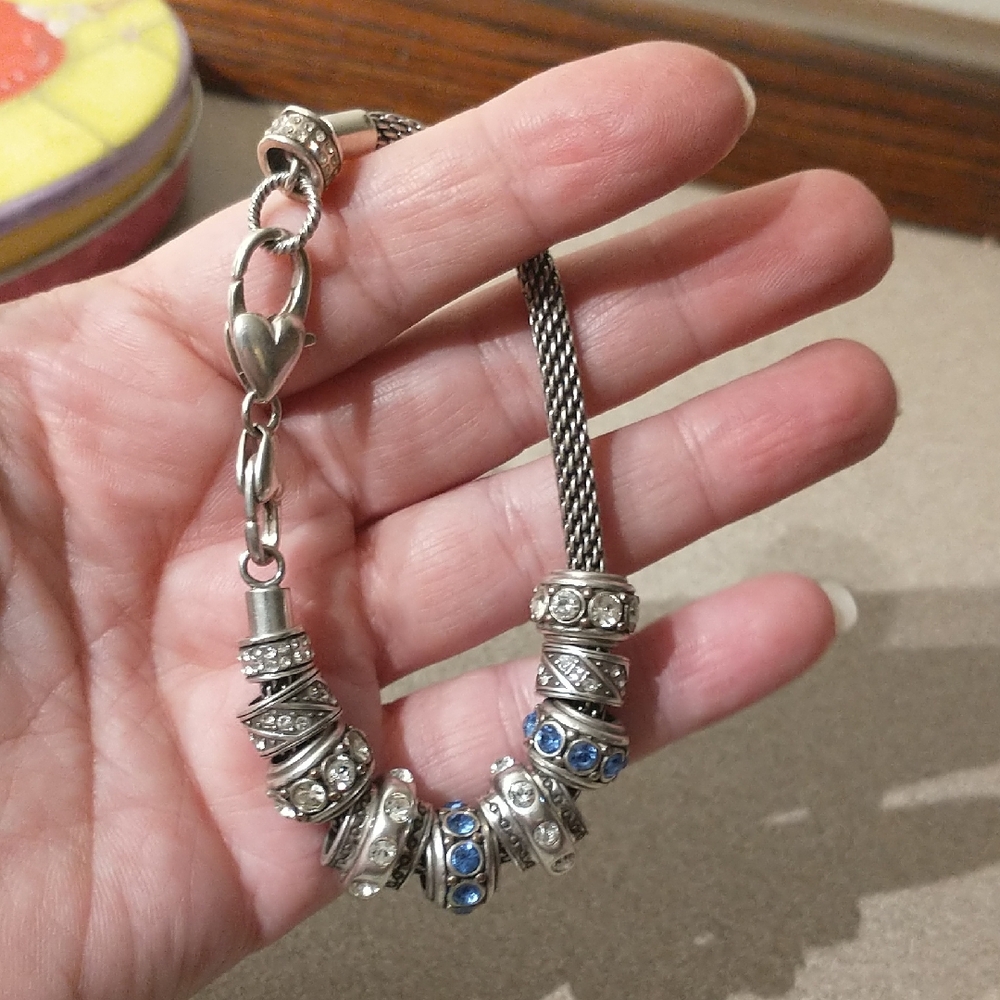 3/$10 Silver and Blue Charm Bracelet